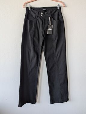 Flamingals Black Mid-Rise Pants Size S Built For Curvy Straight Leg Cotton Mix